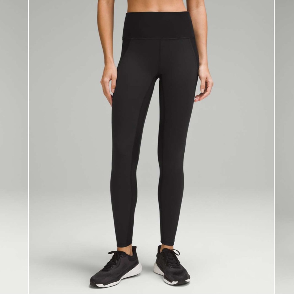 Like New Lululemon Wunder Train High-Rise Tight 28" *Satin Panels Black Size 8